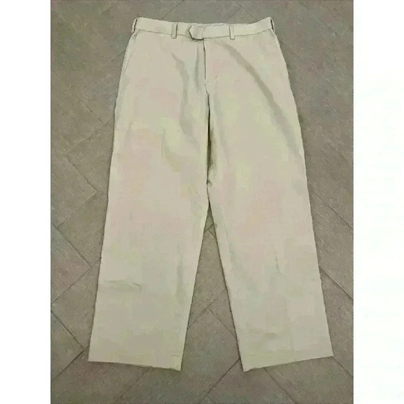 IZOD‎ Mens Chino Flat Front Straight Fit Pants 36 X 30 Good Condition Khaki Tan - Picture 1 of 6